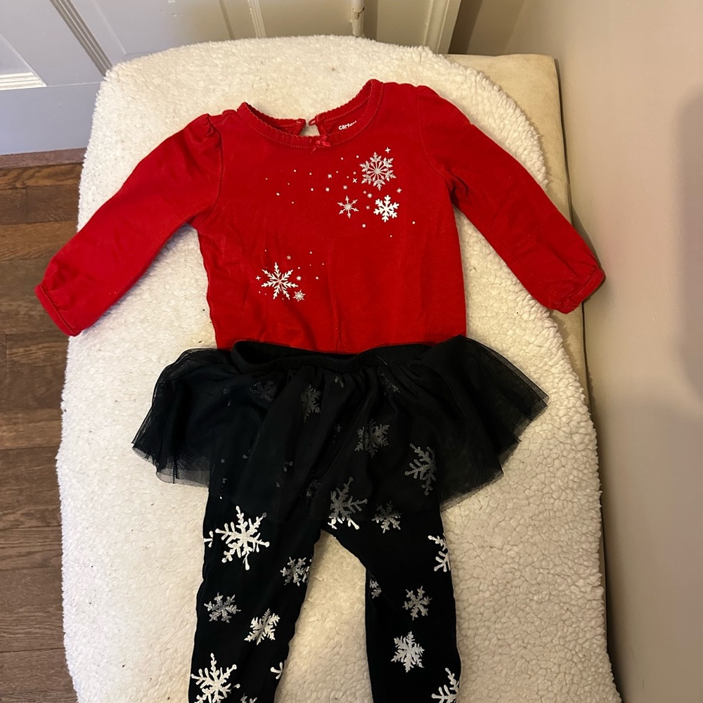 Carter’s Christmas pants tutu bodysuit set 12 month